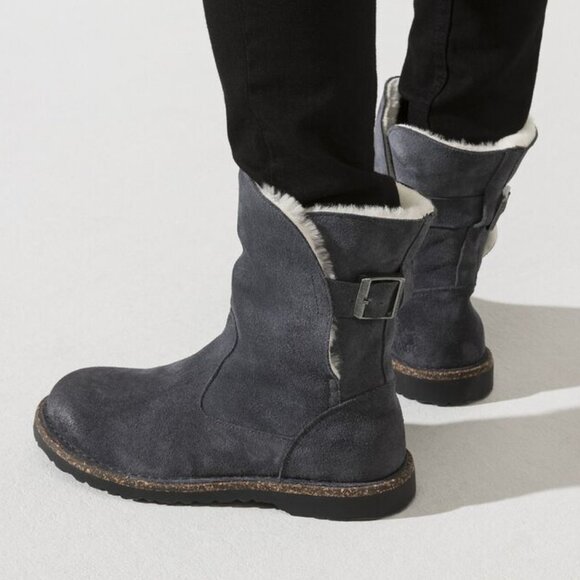 Birkenstock Women's Uppsala Shearling Suede Leather in Graphite Gray - Picture 1 of 10